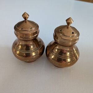 Vintage Heavy Brass Salt and Pepper Shakers